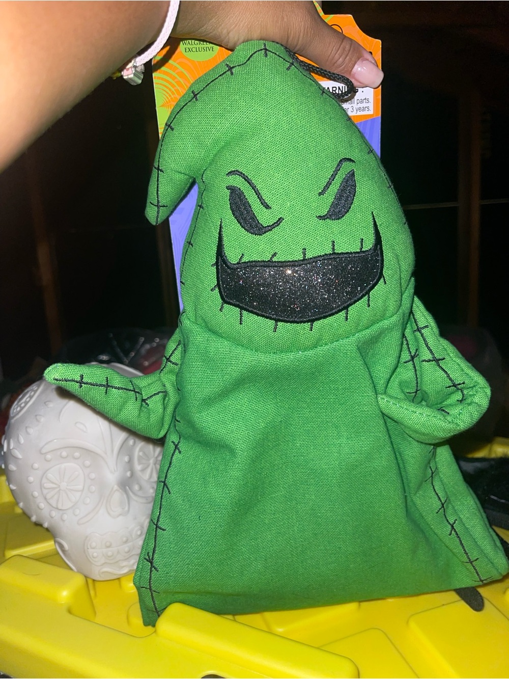 Disney Oogie Boogie Plush Halloween Accessory in Bright Green